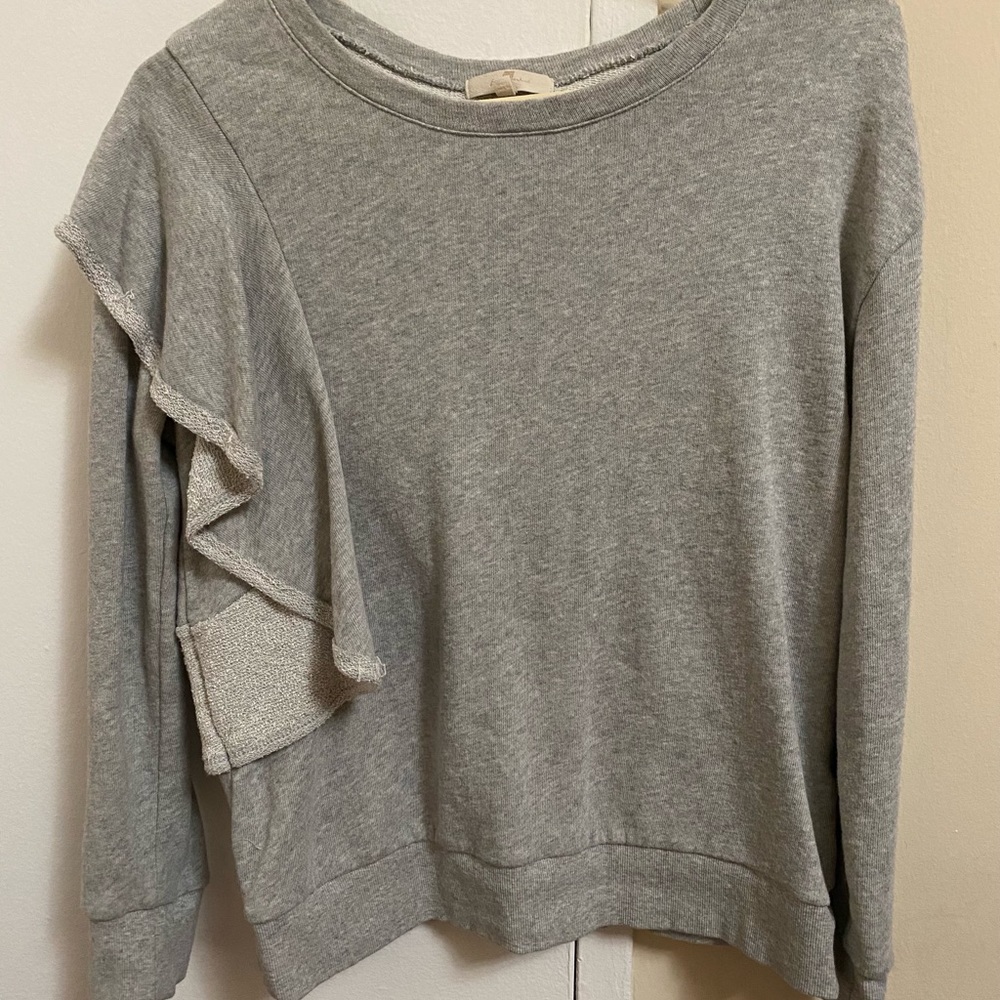 NWOT 7 for all Mankind Sweatshirt ruffle grey XS